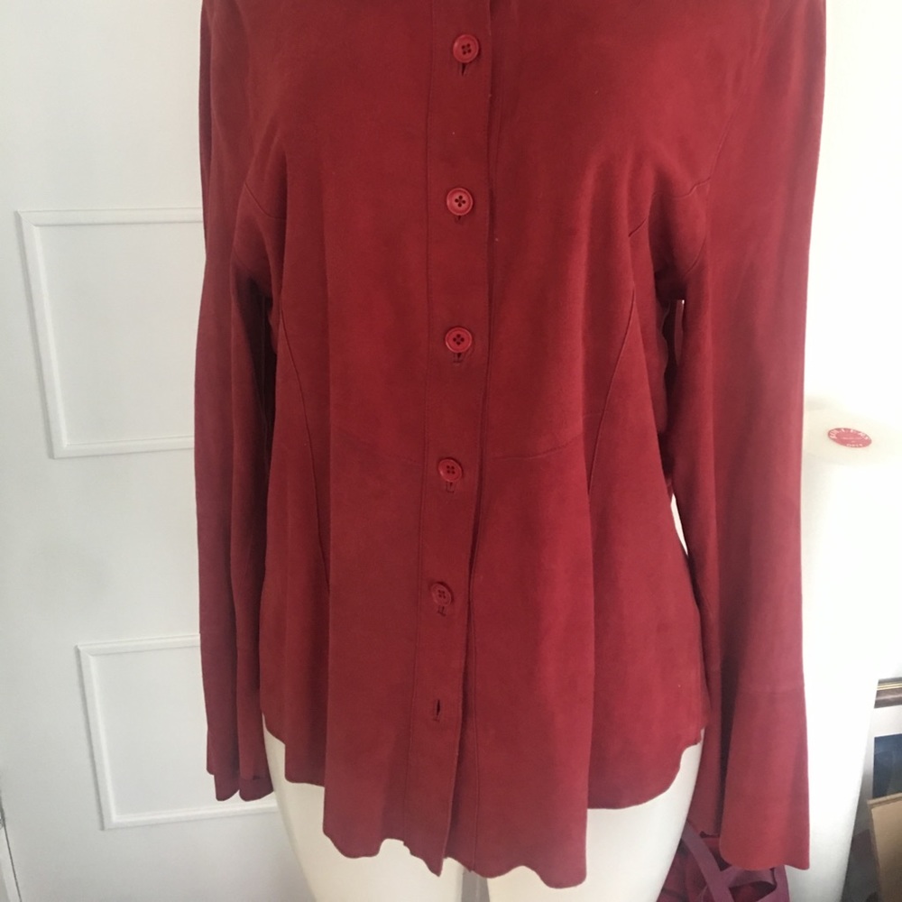 Super soft sexy red suede shirt jacket